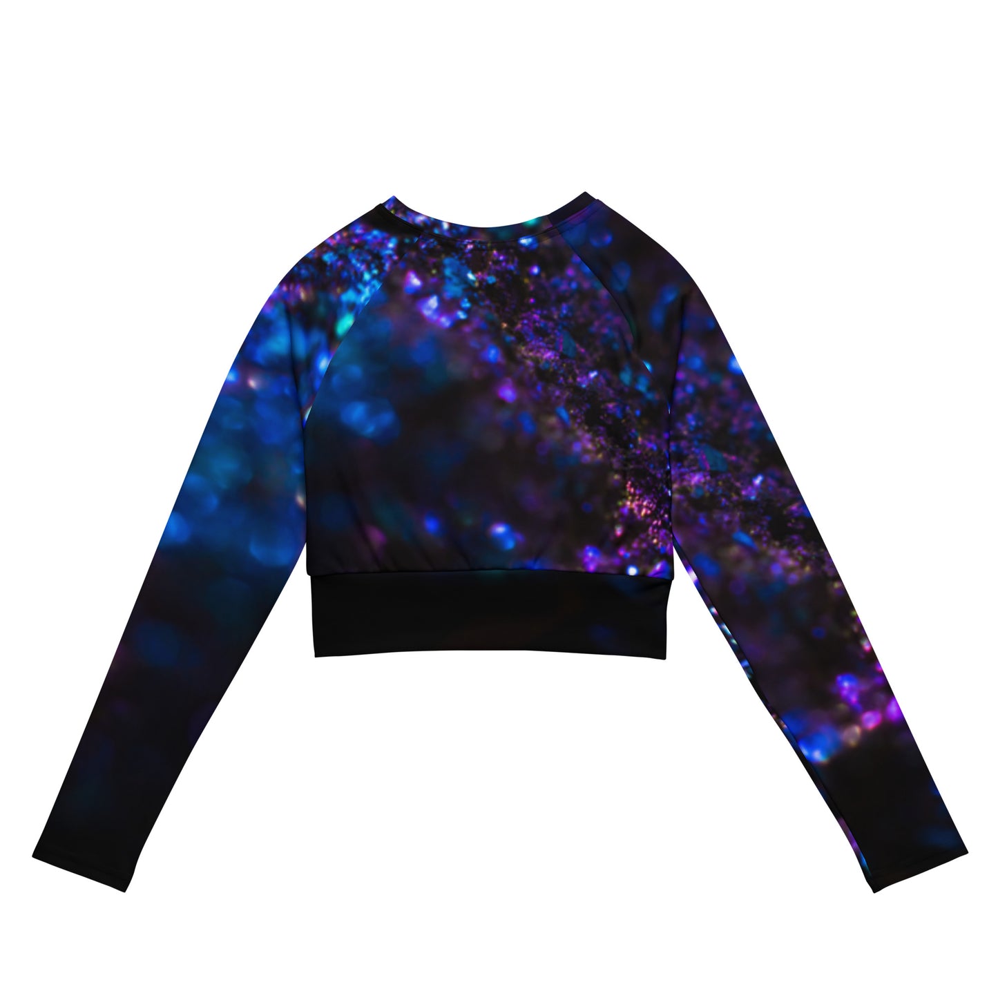 Long Sleeve Athletics Crop Top - Violet Glitter Design