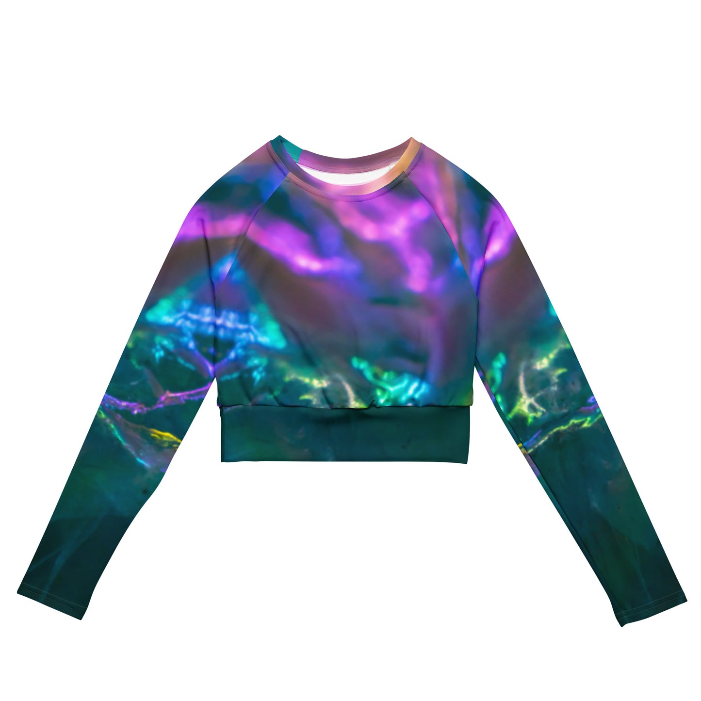 Long Sleeve Athletic Crop Top - Crystal Mountain of Pastel