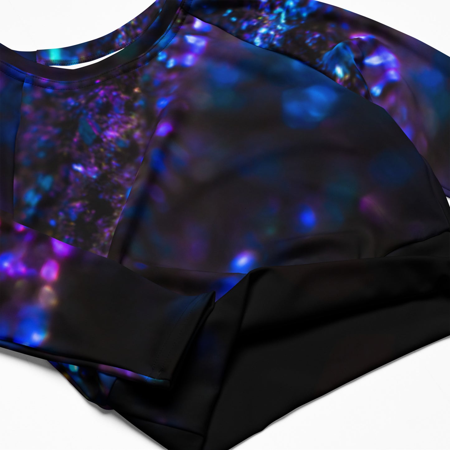 Long Sleeve Athletics Crop Top - Violet Glitter Design