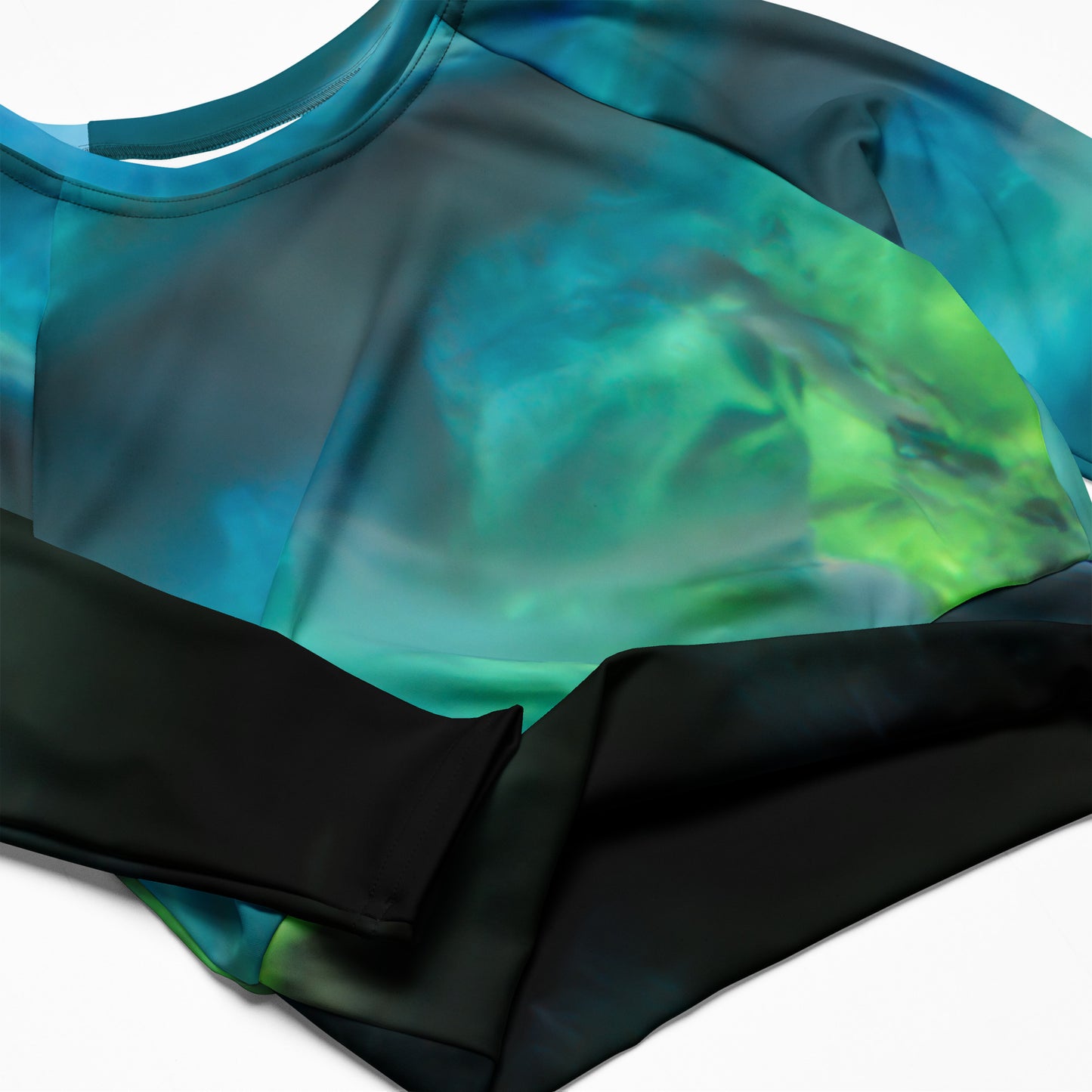 Long Sleeve Athletic Crop Top - Opalescent Depths