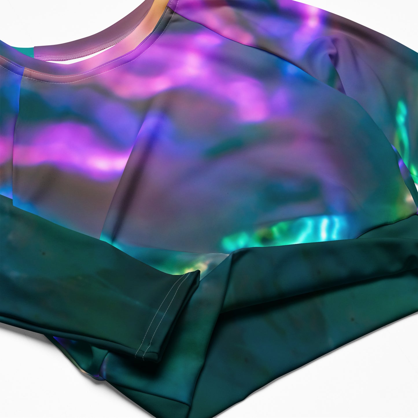 Long Sleeve Athletic Crop Top - Crystal Mountain of Pastel